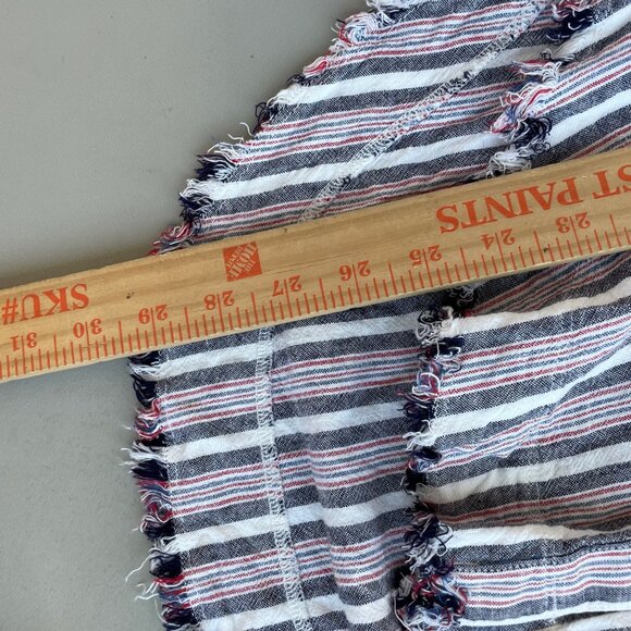 Cloth Stone Shirt Size Medium Striped Raw Hem Button Up Linen Blend Long Sleeve - Picture 6 of 7